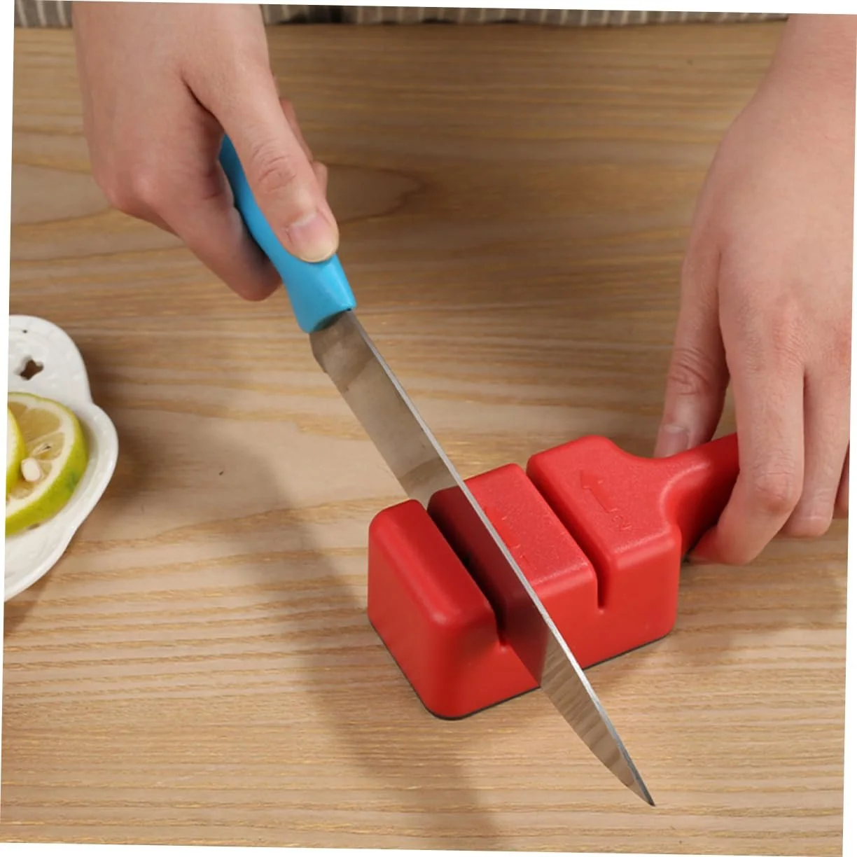 Точилка для ножей кухонная 2-ступенчатая портативная износостойкая, фото №2