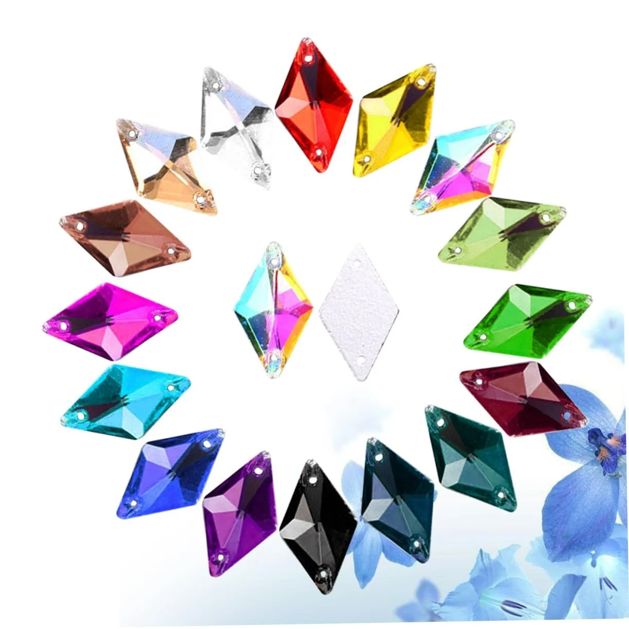 Стрази Ромб FRCOLOR 84 шт., кришталеві намистини, прикраси для весільних суконь, одягу та сумок, різних кольорів, фото №8