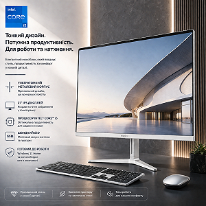 Моноблок 27" Medion (Lenovo Group) Akoya E27419 | 8-ядерний Intel Core i5-13420H | IPS (1920x1080) FullHD | RAM 16 ГБ | SSD NVME 1 ТБ | Intel Graphics | Wi-Fi 6E | Bluetooth 5.2 | Тонкий металевий корпус | Win11 (5169) - Фото 1