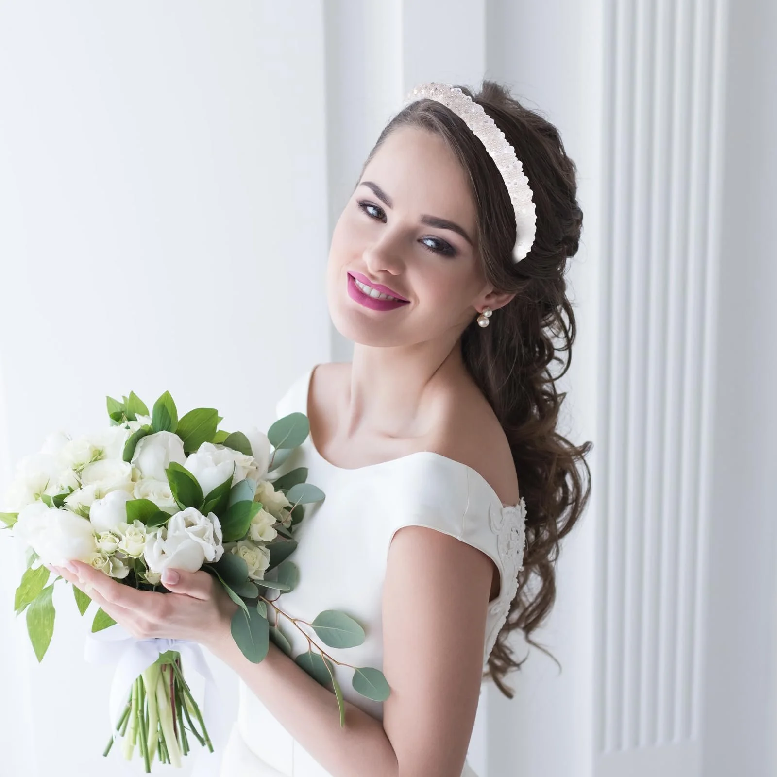 Обруч з блискітками та кришталевими намистинами, фото №5