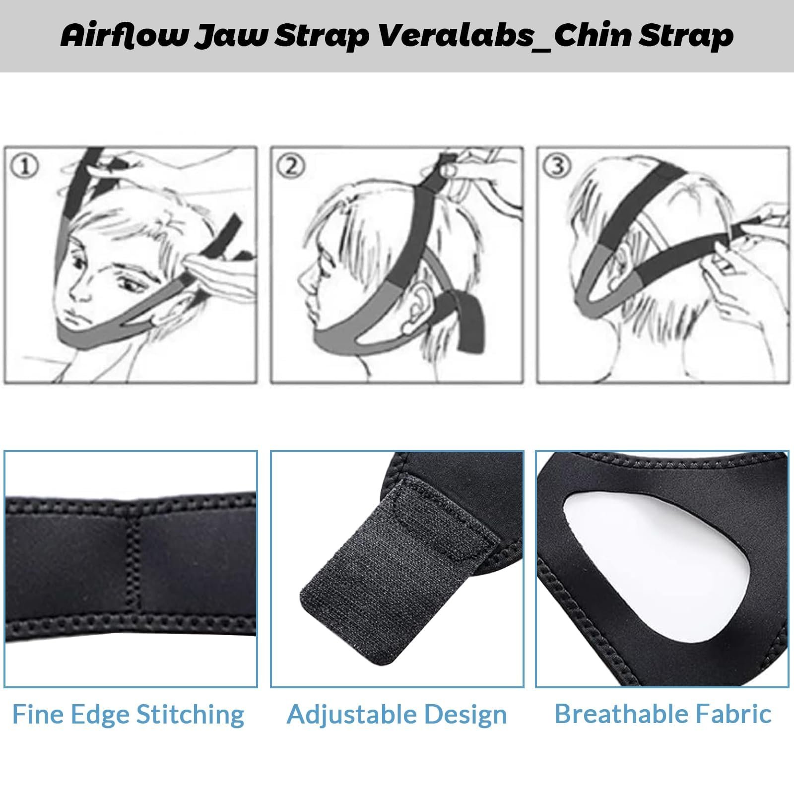 Ремешок для подбородка Veralabs Airflow, дышащий против храпа Veralabs, регулируемый, фото №9
