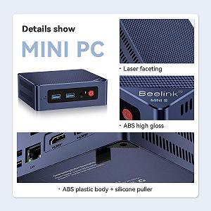 Мини ПК Beelink S12 Pro / Intel N100 / RAM 16GB / SSD 512GB / 2 х HDMI / LAN / Wi-Fi 6 / Bluetooth 5.2 / Windows 11/ Синий synthetic.ua - Фото 1