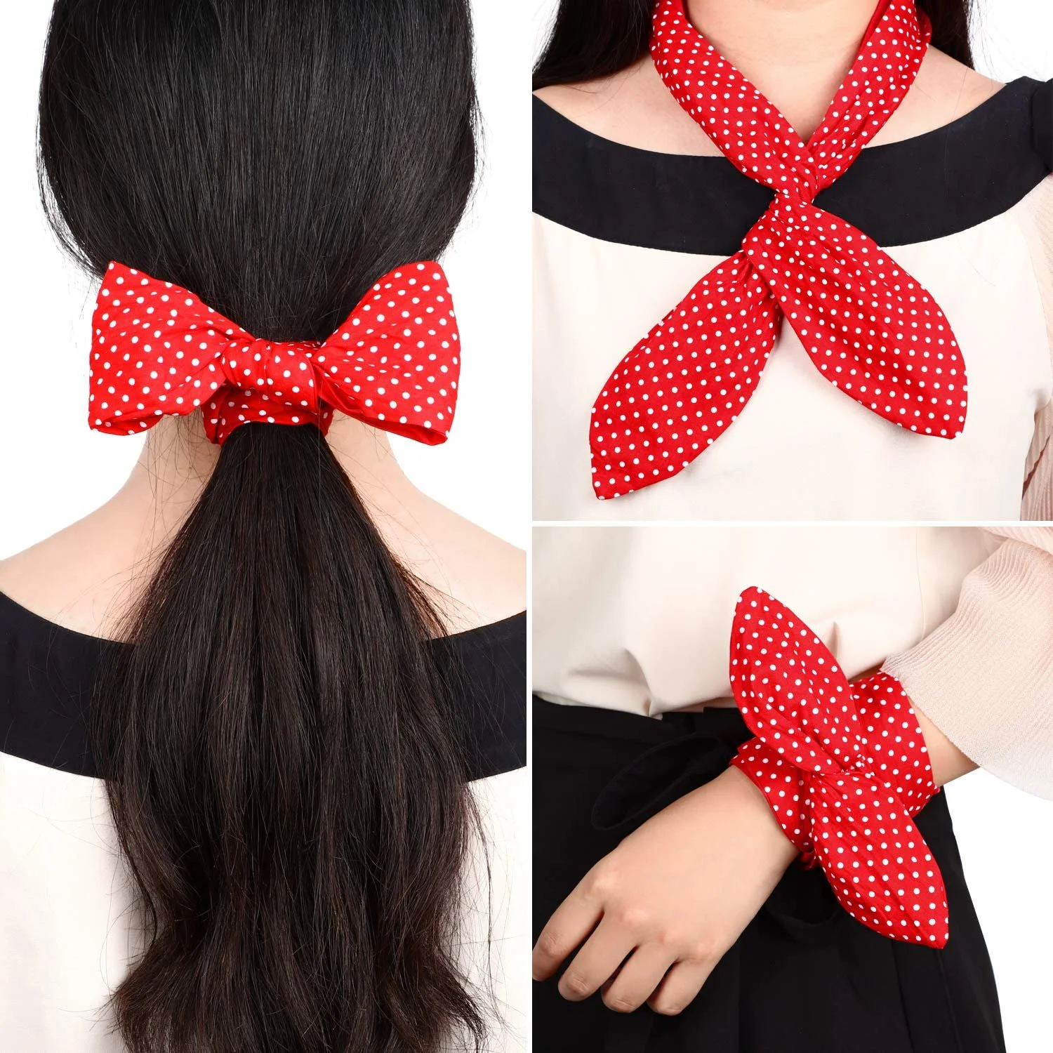 Пов'язка Бандана в горошок Біла Ретро, фото №4 Пов'язка Бандана в горошок Біла Ретро, фото №4