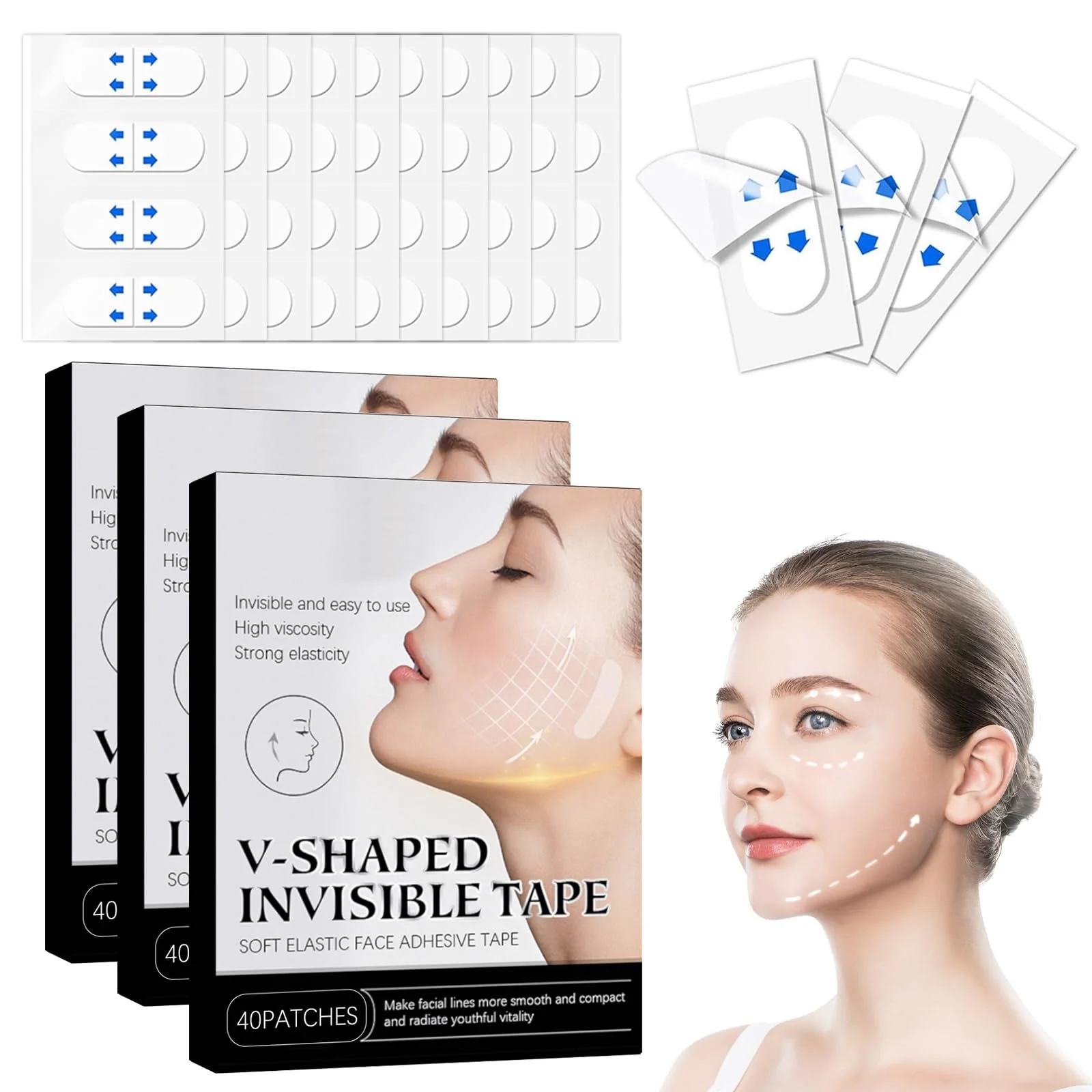 Стрічки для обличчя (120 шт.) для підтяжки обличчя, для запобігання зморшкам, фото №1 Стрічки для обличчя (120 шт.) для підтяжки обличчя, для запобігання зморшкам, фото №1