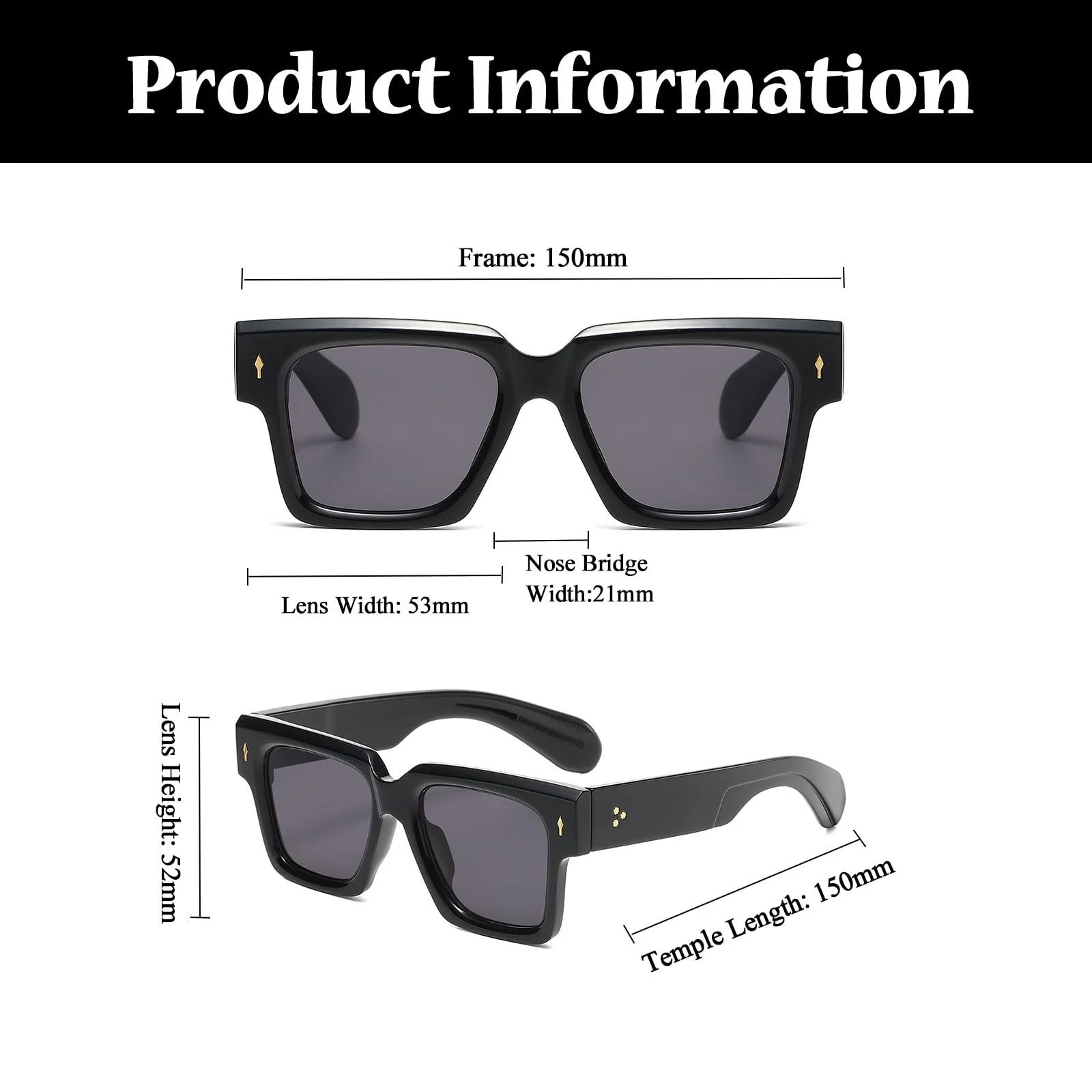 Сонцезахисні окуляри Квадратні Ретро LJCZKA для жінок і чоловіків, модні, класичні, фото №3