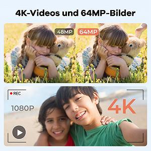 Цифровой Фотоаппарат 4K 64MP FHD для детей 18X Цифровой Зум Компактный розовый synthetic.ua - Фото 1