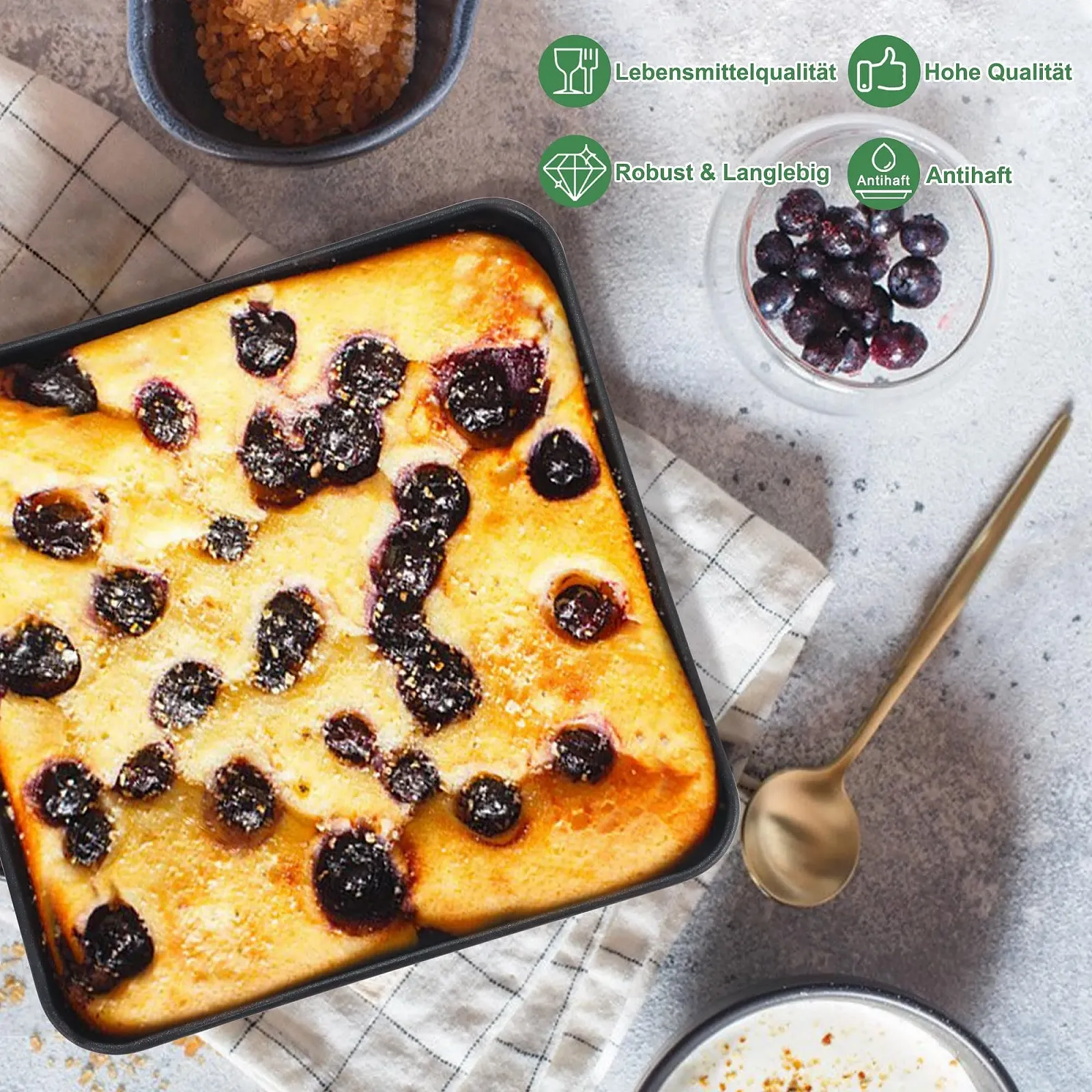 Форма для выпечки Joyfair Квадратная Набор из 2 шт. Нержавеющая сталь Антипригарная с крышкой 21 x 21 x 5 см, фото №3