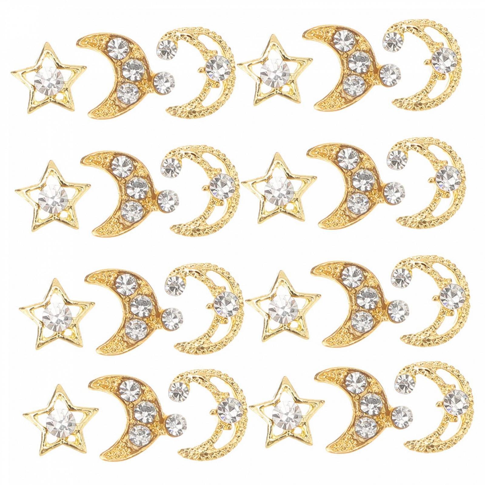 Металлические украшения для ногтей Звезда и Луна, Набор 30 шт, фото №1