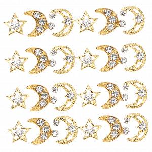 Металлические украшения для ногтей Звезда и Луна, Набор 30 шт - Фото 1