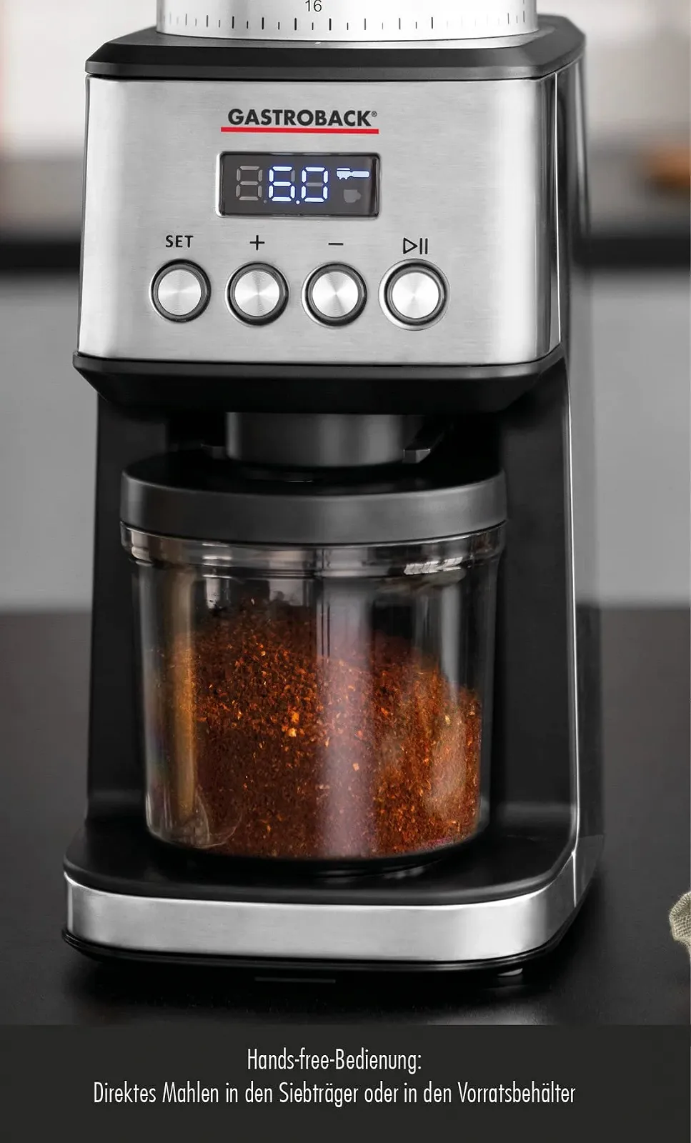 Кофемолка GASTROBACK Design Coffee Grinder Digital, 31 режим помола от мелкого до грубого, 2 автоматических режима, фото №3 Кофемолка GASTROBACK Design Coffee Grinder Digital, 31 режим помола от мелкого до грубого, 2 автоматических режима, фото №3