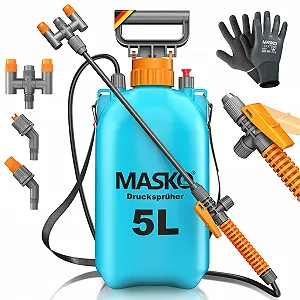 Обприскувач під тиском MASKO кислотостійкий 5 л шланг 1,3 м з ременем та рукавичками - Фото 1