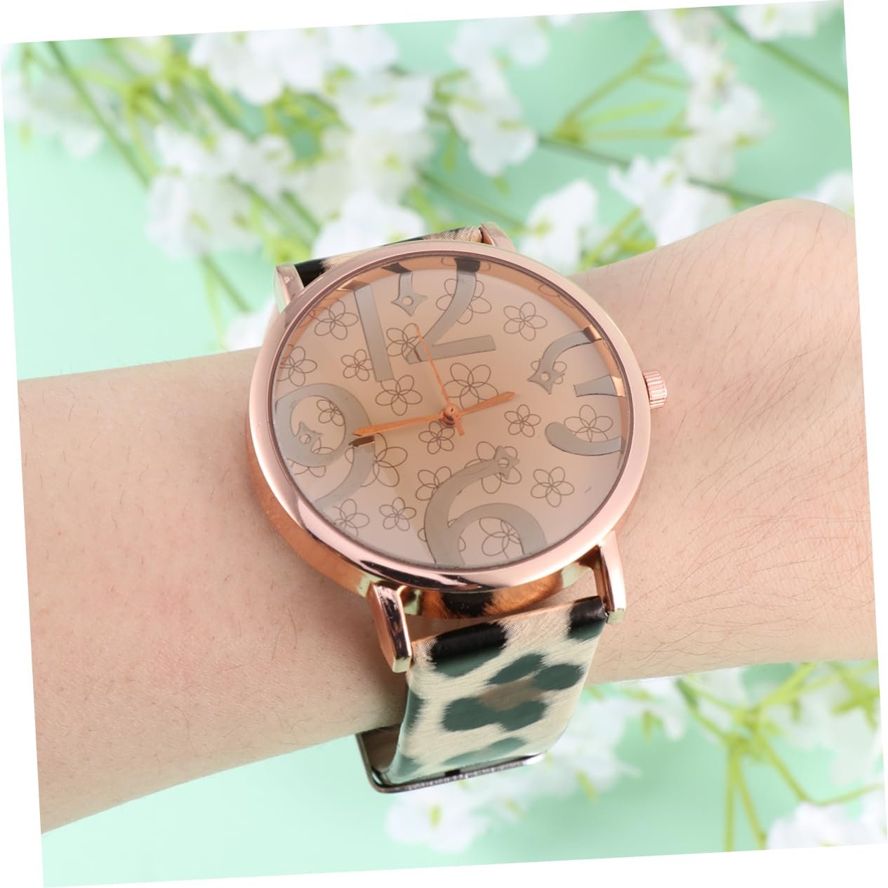 Жіночий годинник Круглий OATIPHO Кварцовий годинник Леопардовий, фото №4