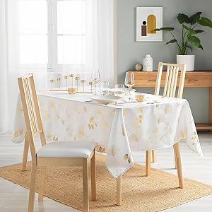Скатертина Douceur d'Intérieur Bloomy Прямокутна 150 x 240 см Біло-золота synthetic.ua - Фото 1