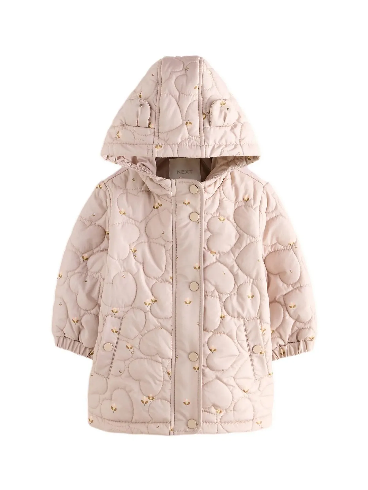 Водостойкое стеганое пальто с сердечками для девочек NEXT, фото №1