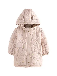 Водостойкое стеганое пальто с сердечками для девочек NEXT - Фото 1