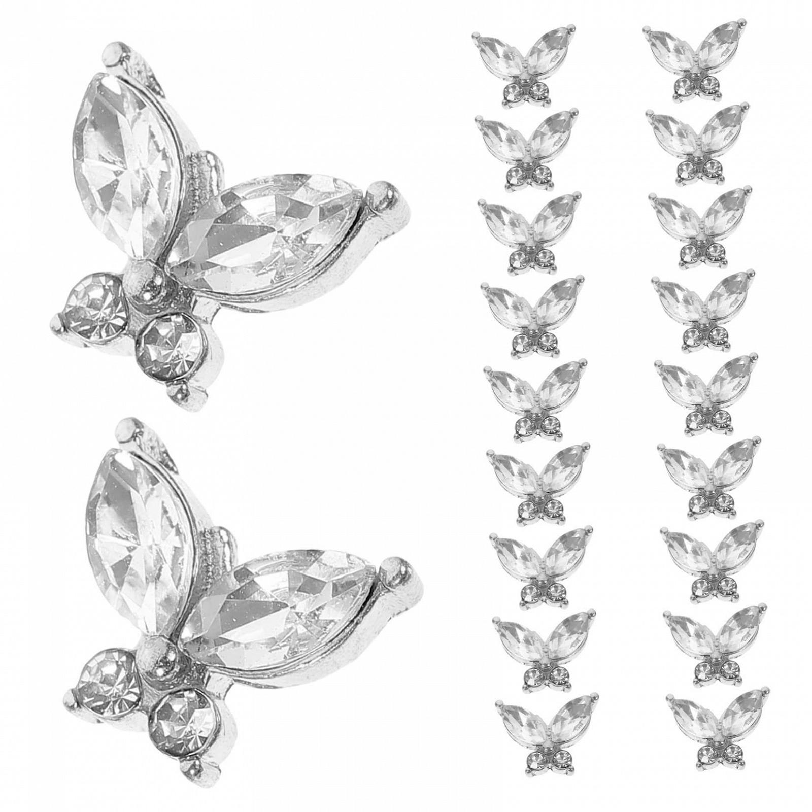 Украшения для ногтей Бабочки 20 шт Серебристый, фото №1