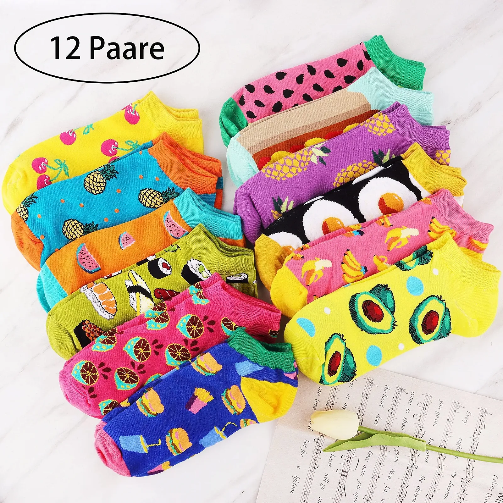 Носки Jeasona, 10/12 пар, забавные, женские, 35-42, хлопковые, разноцветные, короткие, повседневные, необычные, забавные, фото №2