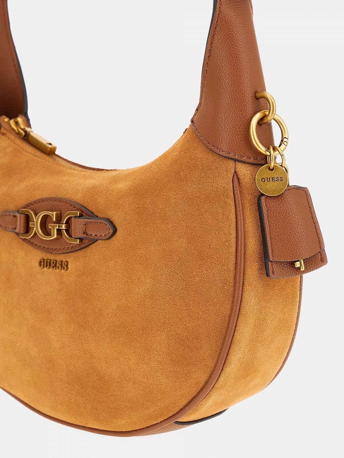 Жіноча сумка GUESS Malva Suede Hobo Cognac, фото №2
