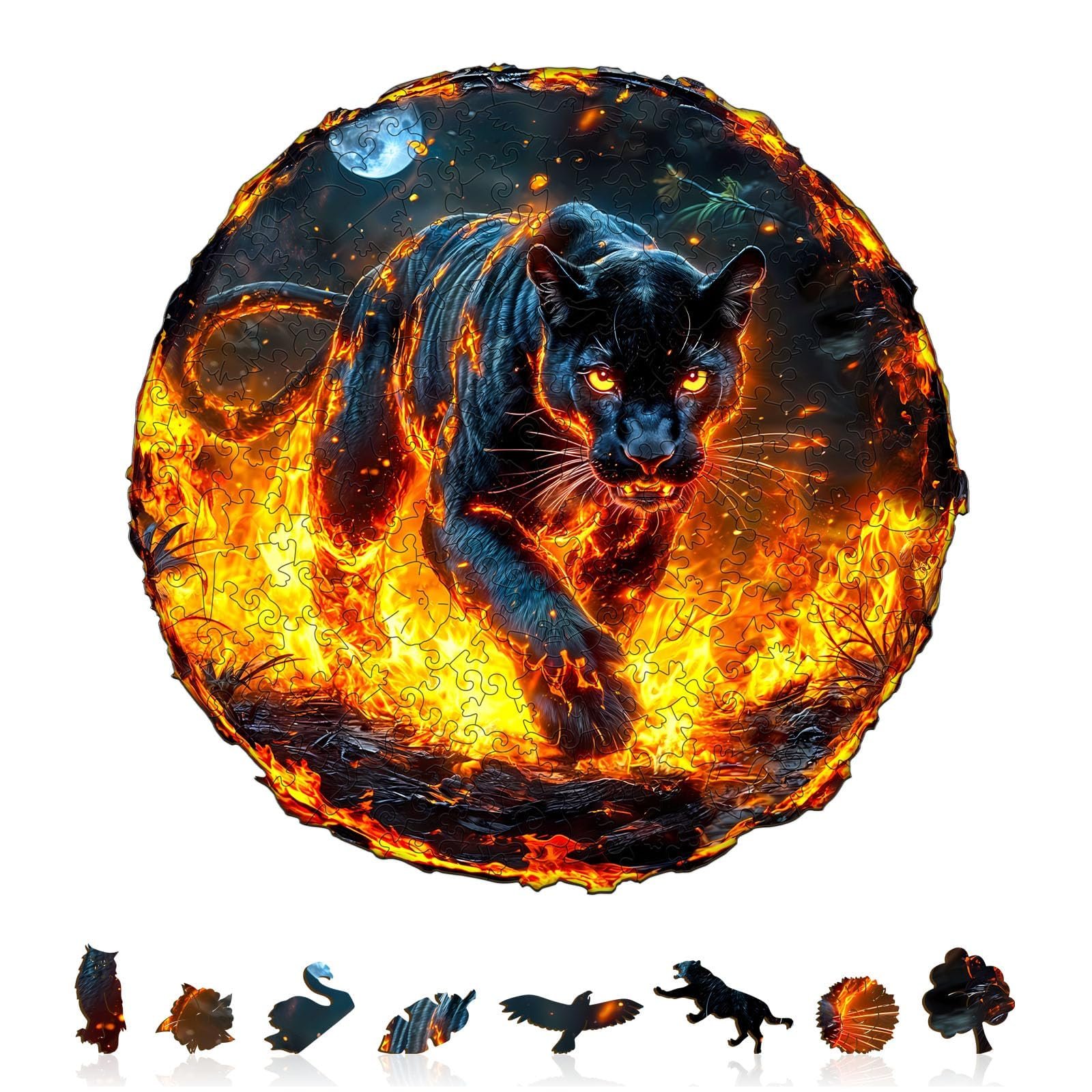 Пазл дерев'яний SECOGM Flame Panther фігурний 100 деталей 21,5 х 21,5 см у подарунковій коробці, фото №1 Пазл дерев'яний SECOGM Flame Panther фігурний 100 деталей 21,5 х 21,5 см у подарунковій коробці, фото №1