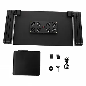 Підставка для ноутбука алюмінієва складана з функцією охолодження портативна та стабільна для дому та подорожей для комфортної роботи на ноутбуці - Фото 1