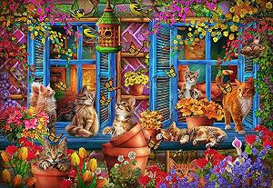 Пазл Bluebird Cats on the Windowsill 1000 деталей - Фото 1