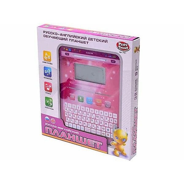 Детский обучающий планшет 7321 на двух языках работает от сети 32 функции розовый, фото №5