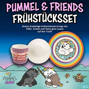Набор посуды United Labels Pummel & Friends Pummel Unicorn из 3 предметов, Радужный, Фарфоровый synthetic.ua - Фото 1
