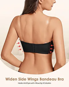 Бюстгальтер-бандо без косточек без бретелей бесшовный Tube Top с уплотнением и прозрачными бретелями synthetic.ua - Фото 1