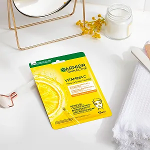Одноразова Маска для обличчя Garnier SkinActive Зволожуюча та сяюча плівка з вітаміном C та гіалуроновою кислотою - 3 одноразові маски synthetic.ua - Фото 1