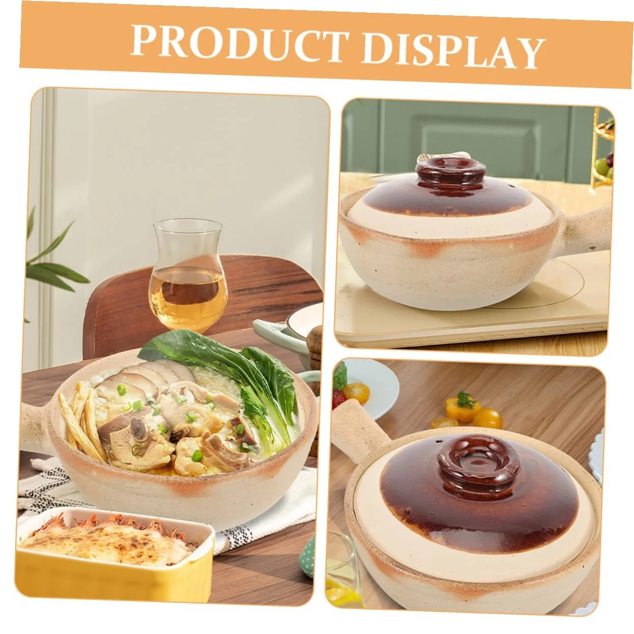 Кастрюля керамическая SOIMISS с крышкой для супа и тушения, фото №6 Кастрюля керамическая SOIMISS с крышкой для супа и тушения, фото №6