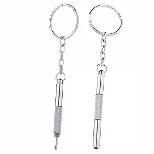 Набір BHIPKOT 2 Мінімальні окулярні викрутки Набір для ремонту окулярів 3 в 1 Нержавіюча сталь Кільце для ключів Точна маленька викрутка - Фото 1