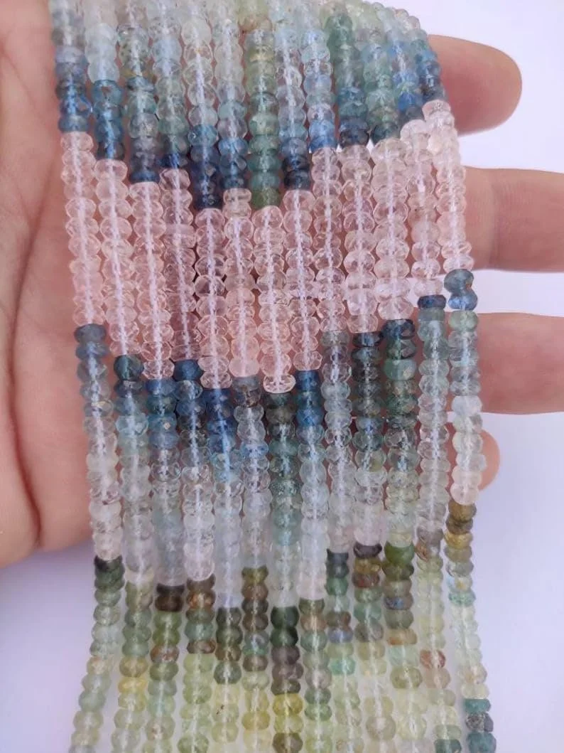 Бусины Круглые Аквамарин Натуральный Многоцветный Граненые 4.5-5 мм, фото №3