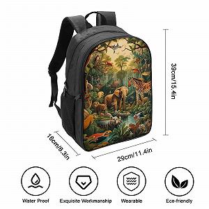 Ранец DPEOANEBN Jungle Animals для девочек-подростков, школьный рюкзак, ранец для начальной школы, детская школьная сумка, повседневный рюкзак, 40x28x16 см synthetic.ua - Фото 1