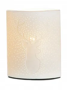 Настільна лампа GILDE Порцелянова з мотивом оленя H 20 см Біла - Фото 1