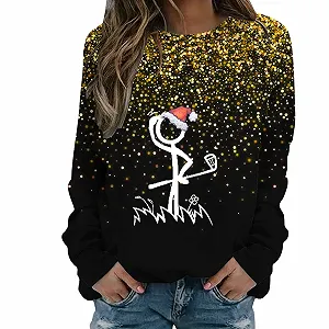 Рождественская Блузка Женская с Длинным Рукавом, Рождественский Принт, Элегантная Рождественская Блузка, Женский Пуловер с Длинным Рукавом, Теплый Топ, Блузка Y2k, Хлопковый Рождественский Свитер, Рождественский Наряд - Фото 1