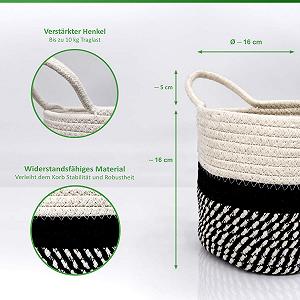 Набір підвісних кошиків 2 шт. 16 х 16 см бавовняні плетені чорний / білий synthetic.ua - Фото 1