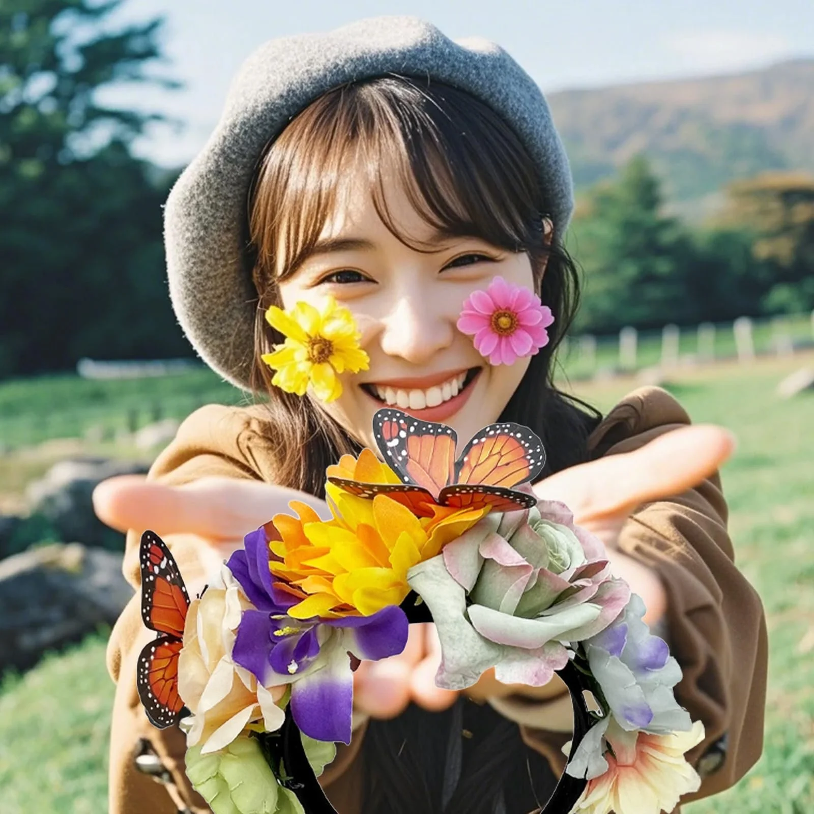 Обруч для волосся штучні квіти, фото №4