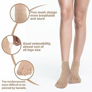 Носки Женские Короткие Прозрачные Летние Тонкие Под Юбку, 10 пар, Нейлоновые Носки-чулки Традиционные Дышащие Шелковые для Женщин и Девочек, (Черный/Телесный Цвет) synthetic.ua - Фото 1