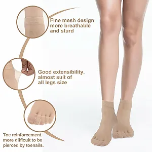 Носки Женские Короткие Прозрачные Летние Тонкие Под Юбку, 10 пар, Нейлоновые Носки-чулки Традиционные Дышащие Шелковые для Женщин и Девочек, (Черный/Телесный Цвет) synthetic.ua - Фото 1