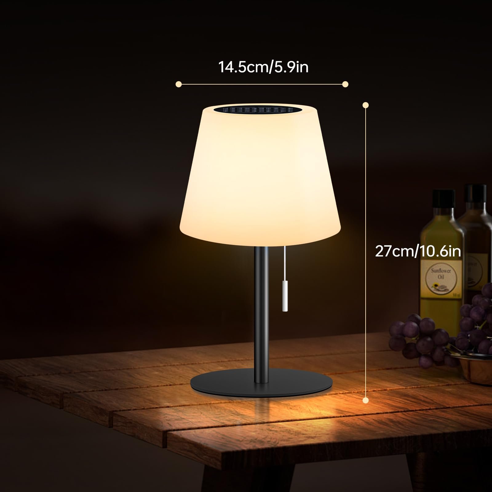 Настольная лампа на солнечных батареях Уличная Аккумуляторная LED Беспроводная Теплая белая RGB IP65, фото №8