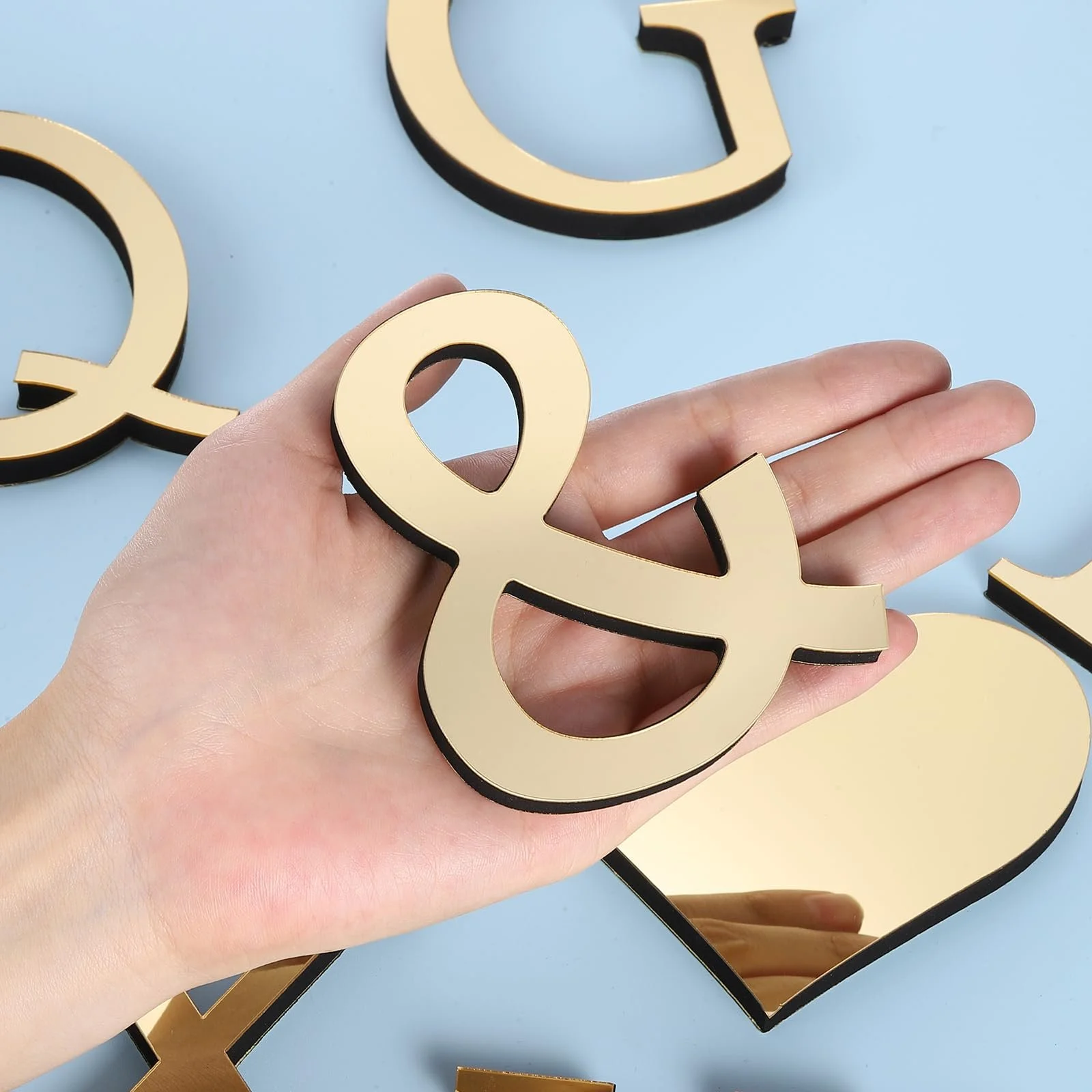 Наклейка на стіну PATIKIL 3D Acrylic Letters Mirror Self-Adhesive Light Gold, фото №3