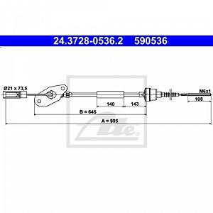 Трос сцепления ATE 24.3728-0536.2 для FIAT FORD - Фото 1