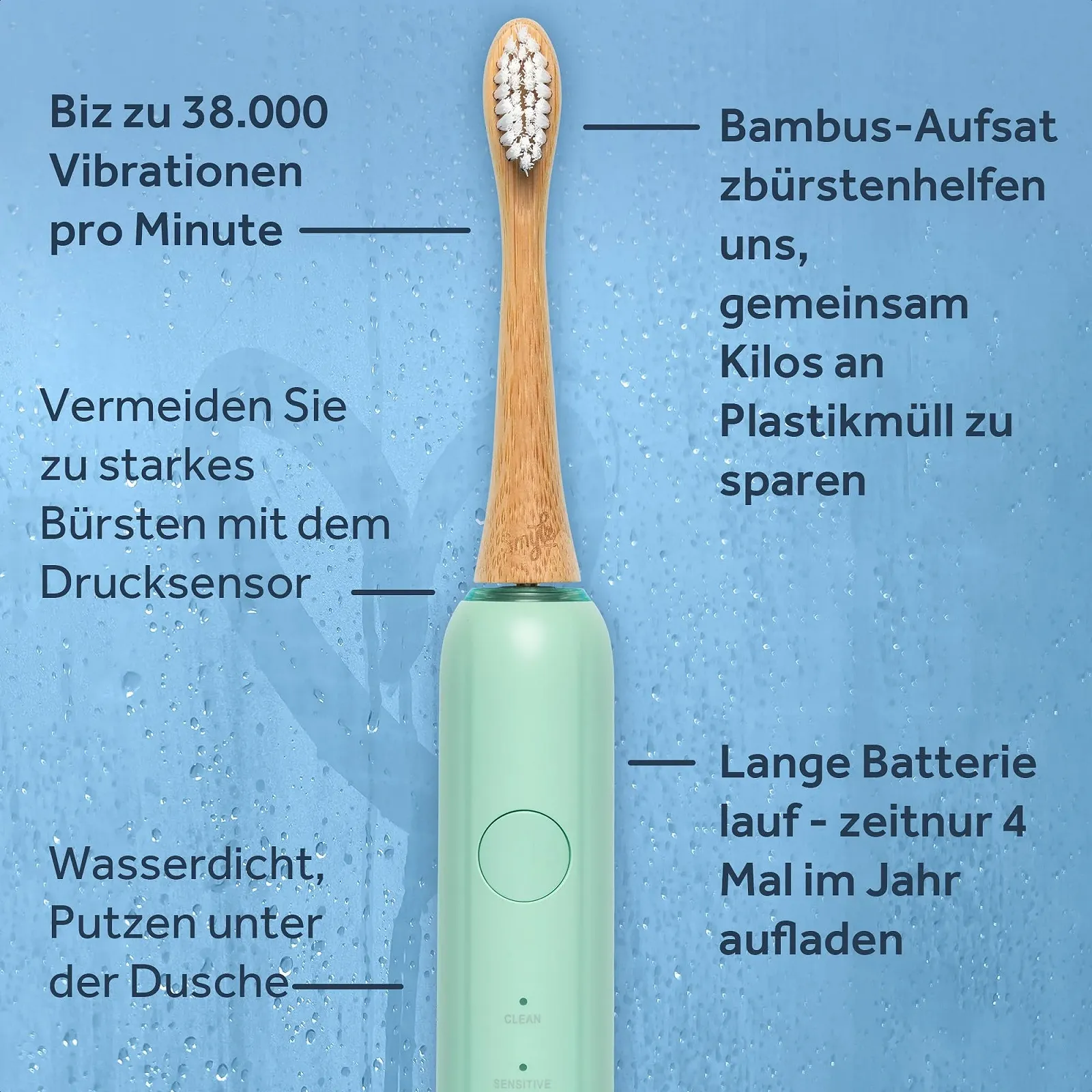 Электрическая звуковая зубная щетка Smyle Сенсор 5 режимов Таймер Мятно-зеленая, фото №8