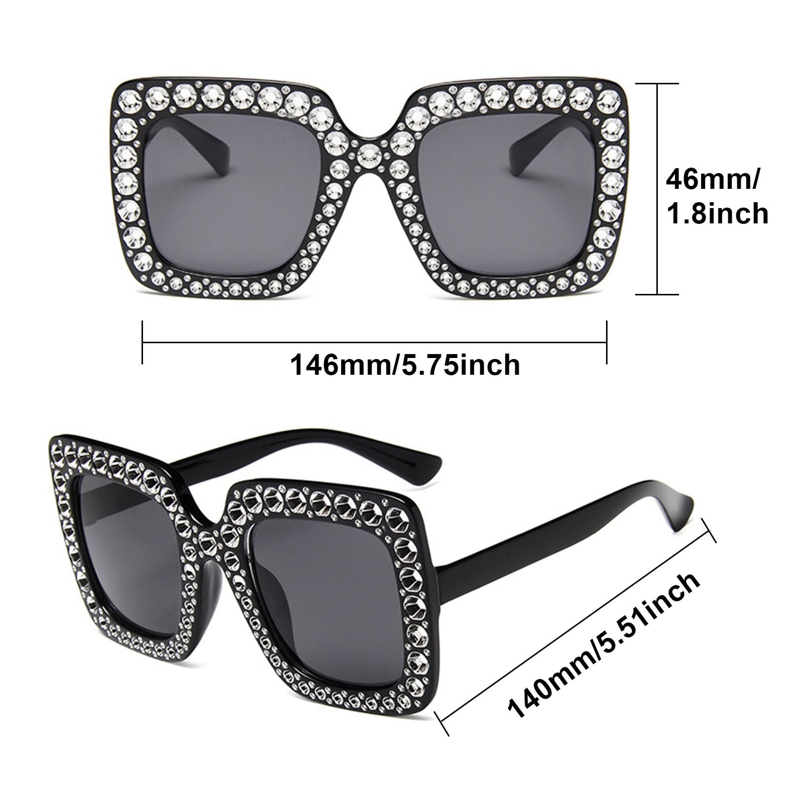 Сонцезахисні окуляри TSHAOUN квадратні з стразами, великі, Unisex, фото №2