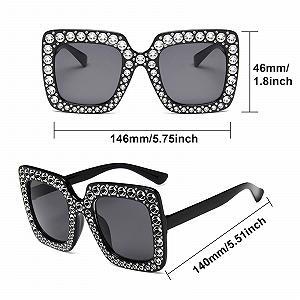 Сонцезахисні окуляри TSHAOUN квадратні з стразами, великі, Unisex synthetic.ua - Фото 1