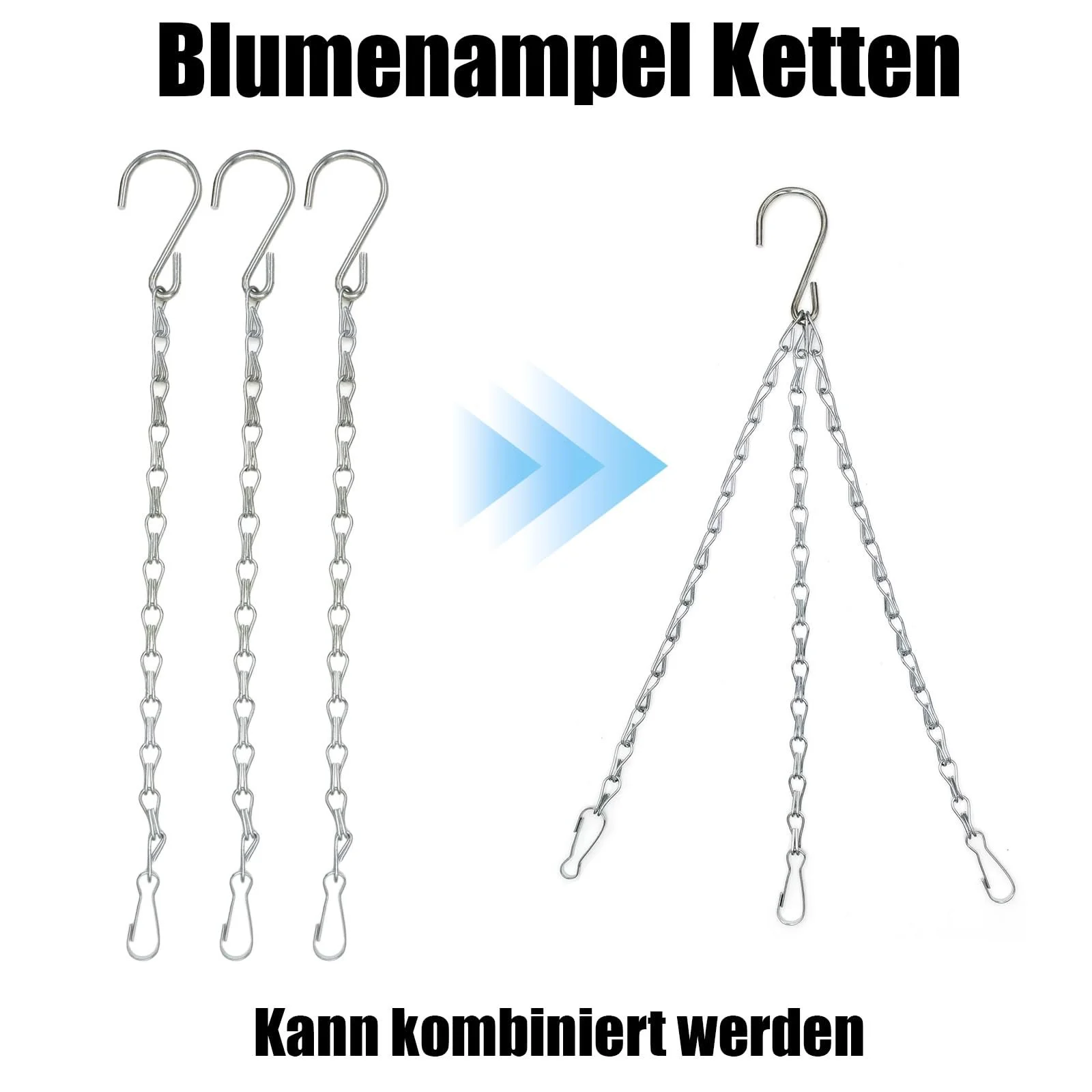 Ланцюги для підвісних кошиків Metal 50 см Set of 6, фото №3