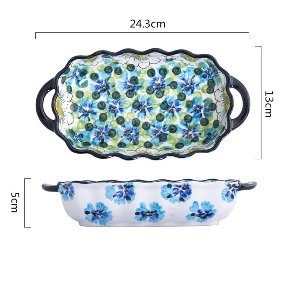 Противень для запекания Braten Home Керамический с ручками ручная роспись, фото №2