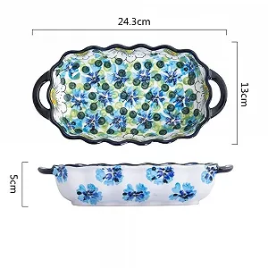 Противень для запекания Braten Home Керамический с ручками ручная роспись synthetic.ua - Фото 1