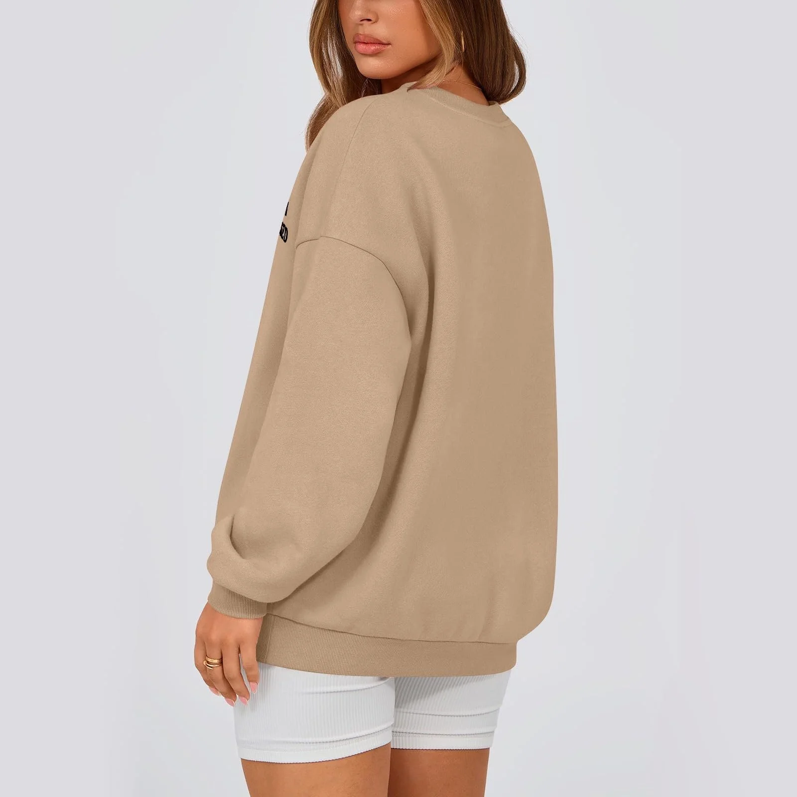 Женский свитшот с принтом букв "I Am", повседневный, с круглым вырезом, с длинными рукавами, графический пуловер, фото №3