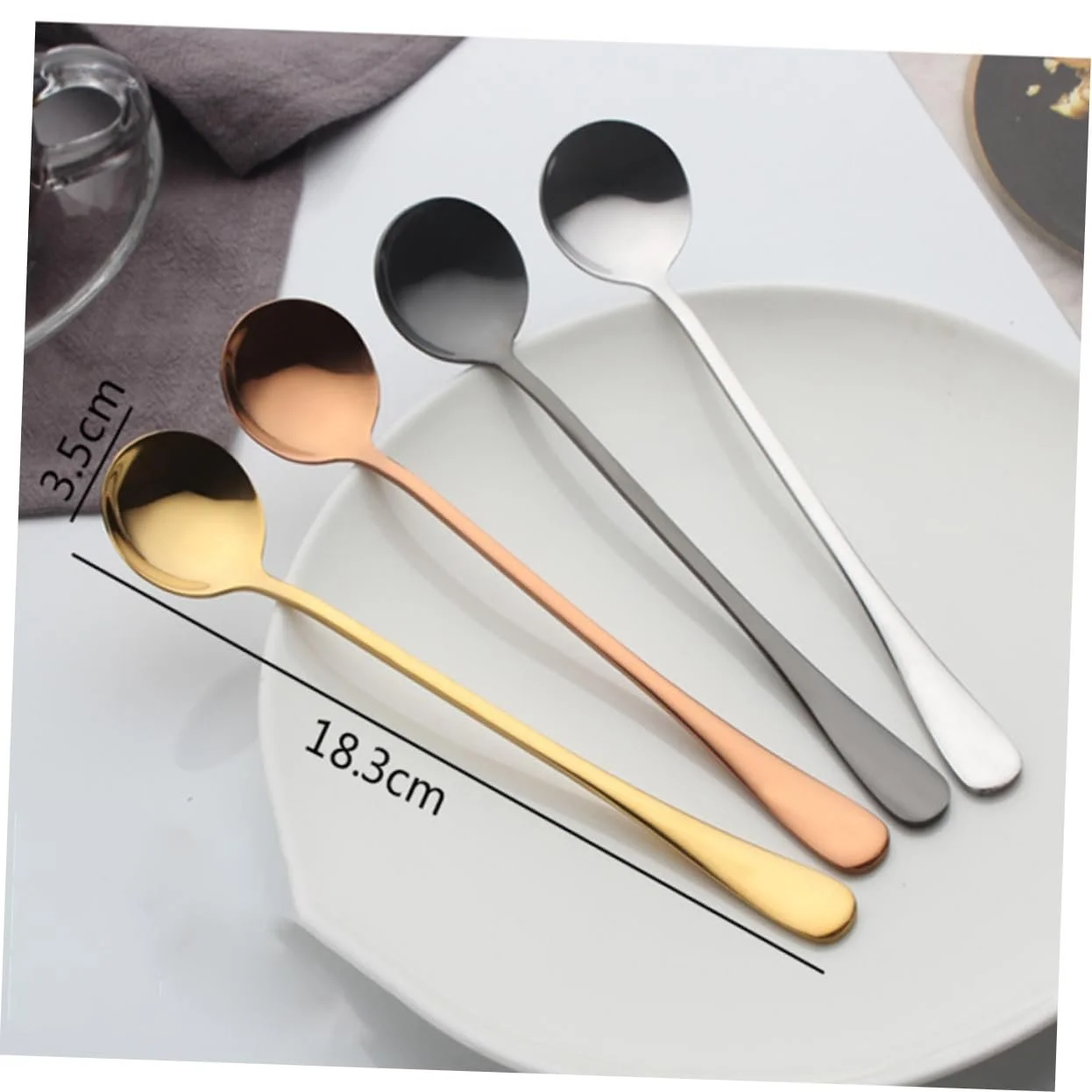 Ложка десертна HEMOTON Набір 4 шт. Нержавіюча сталь кругла для змішування кухонна для кави металева, фото №3